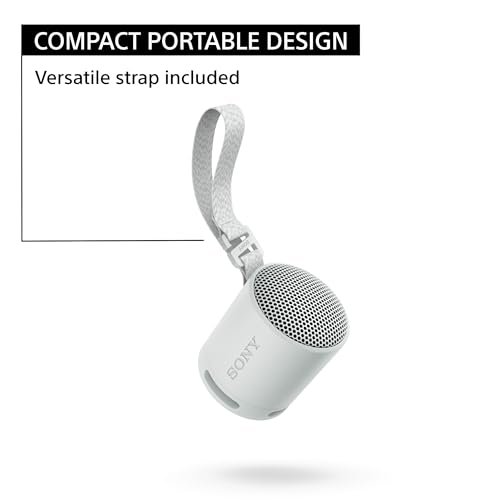 Sony SRS-XB100 Wireless Bluetooth Portable Lightweight Super-Compact Travel Speaker, Extra-Durable IP67 Waterproof & Dustproof, 16 Hrs Batt, Versatile Strap, Extra Bass & Hands-Free Calling-Gray