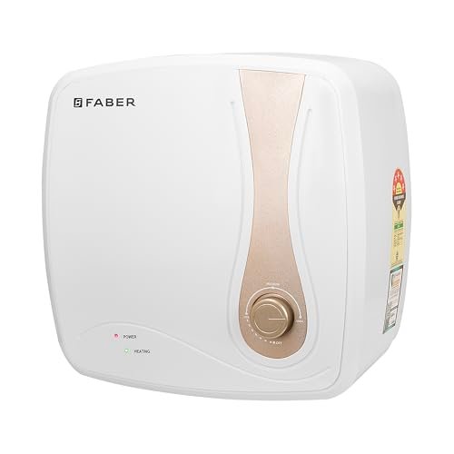 Faber Helios 15L Storage Water Heater | 5★ BEE | Auto Cutout | Warranty:5Y Tank,2Y Element & Product|8 Bar| Glassline Coating | Anti-Leak | PP Body | 2000W (15L)