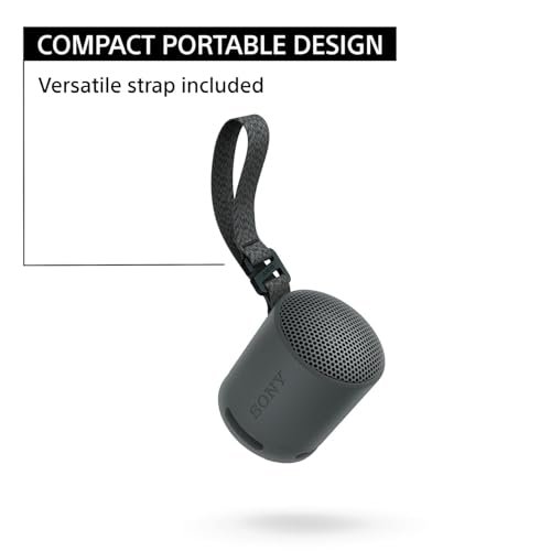 Sony SRS-XB100 Wireless Bluetooth Portable Lightweight Super-Compact Travel Speaker, Extra-Durable IP67 Waterproof & Dustproof, 16 Hrs Batt, Versatile Strap, Extra Bass & Hands-Free Calling-Black