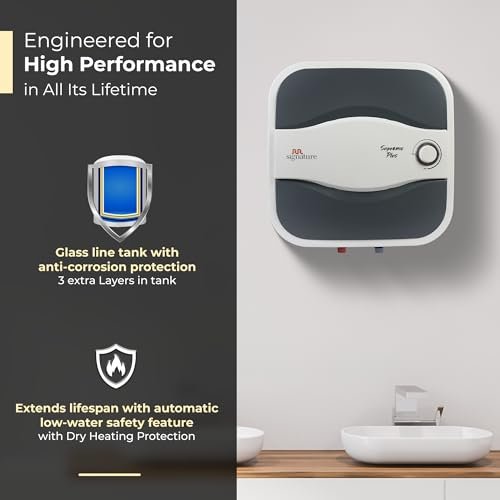 RR Signature Supremo Plus 10L Storage Water Heater |Glass Line Tank|8 Bar, High Rise Buildings |2 Yr Warranty on Product & 6 Yr on Tank by RR | Free Installation & Pipes