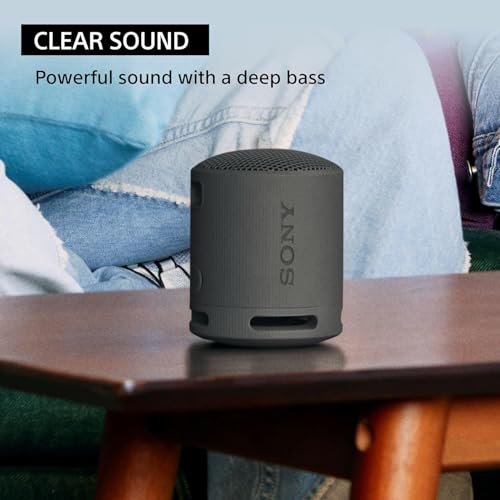 Sony SRS-XB100 Wireless Bluetooth Portable Lightweight Super-Compact Travel Speaker, Extra-Durable IP67 Waterproof & Dustproof, 16 Hrs Batt, Versatile Strap, Extra Bass & Hands-Free Calling-Gray