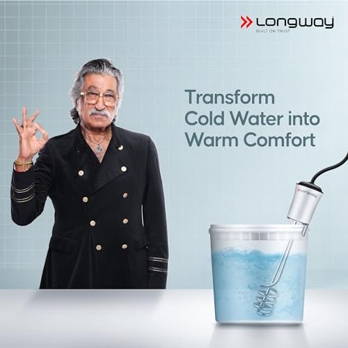 Longway LWIR01 1500W Immersion Water Heater | Anti-Corrosive & Shockproof Immersion Rod with Fast Heating Coil Technology | Nickel Plated | ISI Certified | 2 Year Replacement Warranty (White)