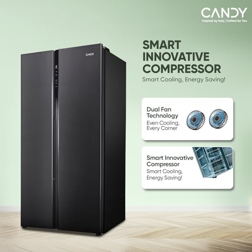 Candy Smart Choice 602 L Frost Free Side by Side Refrigerator with 100% Convertible Technology, Digital Control Panel and Magic Convertible Cooling 2-door (GE Black, CSS6600KS)