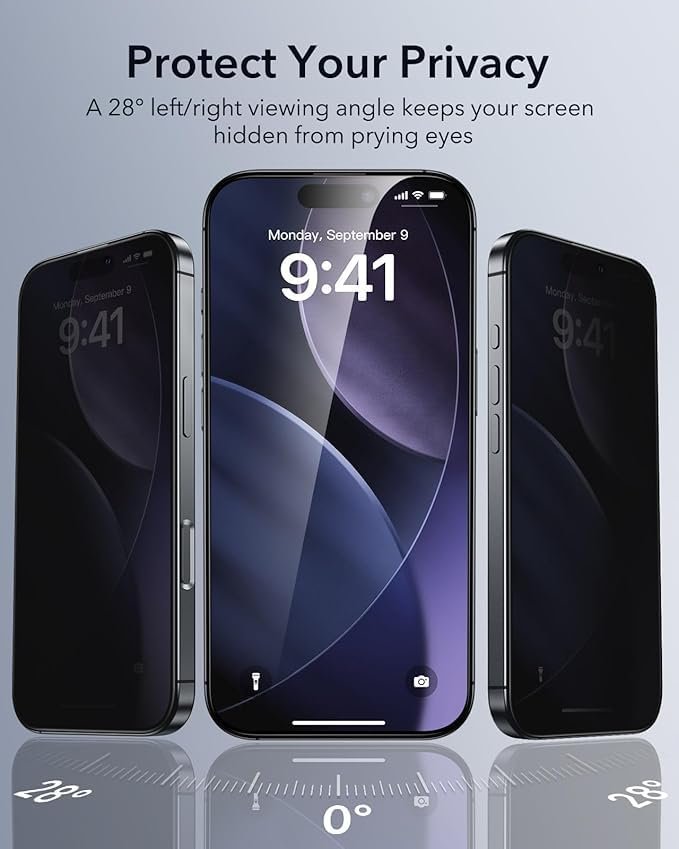 ARTECHSHIELD Military-Grade Gorilla Privacy Tempered Glass Compatible For iPhone 15 / iPhone 16 (Black) Edge To Edge Coverage and Easy Installation Kit with 1 month warranty