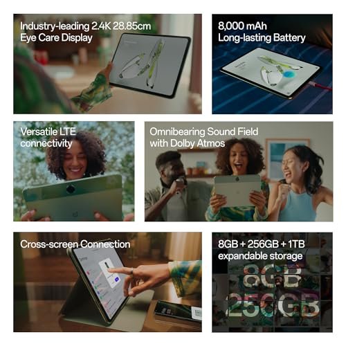 OnePlus Pad Go 28.85Cm 2.4K 7:5 Ratio Readfit Eye Care LCD Display, Dolby Atmos Quad Speakers, Wi-Fi Connectivity Tablet, 8GB RAM 128 GB Storage Expandable Up-to 1TB Asin, Twin Mint Colour