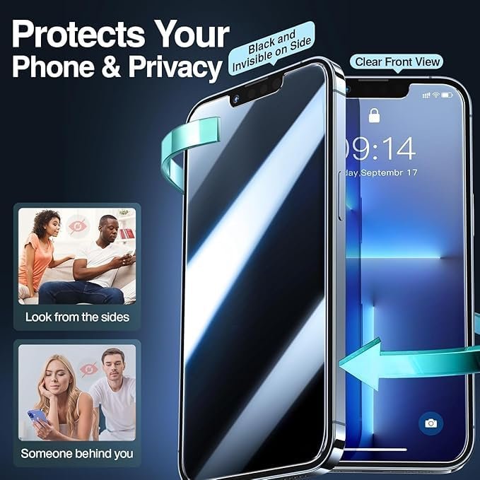 ARTECHSHIELD Military-Grade Gorilla Privacy Tempered Glass Compatible For iPhone 15 / iPhone 16 (Black) Edge To Edge Coverage and Easy Installation Kit with 1 month warranty