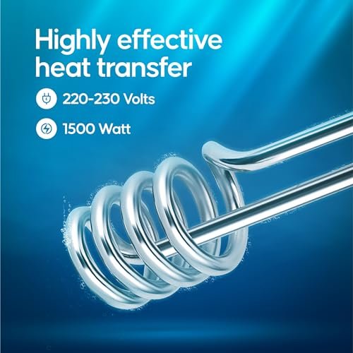 Longway LWIR01 1500W Immersion Water Heater | Anti-Corrosive & Shockproof Immersion Rod with Fast Heating Coil Technology | Nickel Plated | ISI Certified | 2 Year Replacement Warranty (White)