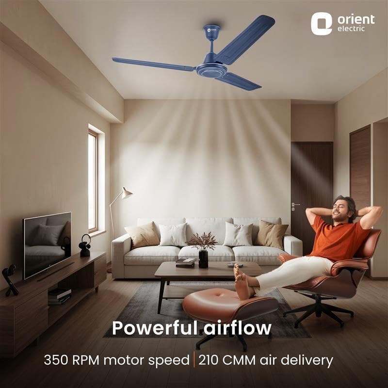 Orient Electric Apex-FX 1200mm Ceiling Fan for Home| BEE 1 Star Rated Energy Efficient Fan| Rust Resistant | Strong and Powerful Motor | 2 Years Warranty by Orient | Blue - Pack of 1