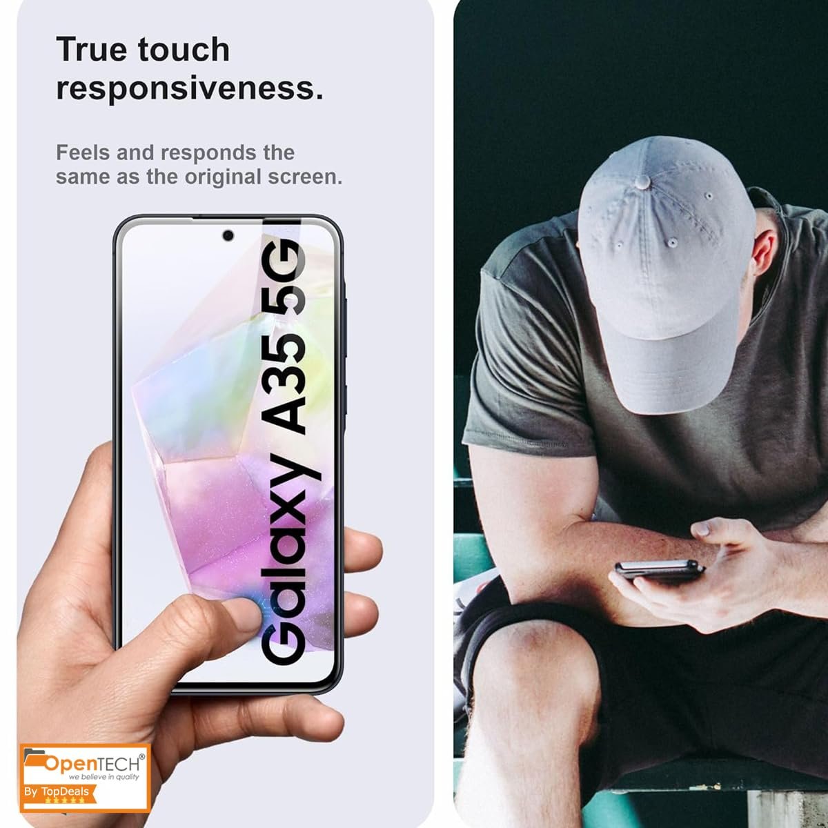OpenTech® Military-Grade Tempered Glass Screen Protector Compatible For Samsung Galaxy A35 5G / Samsung Galaxy A55 5G (6.6 Inches) With Edge To Edge Coverage And Easy Installation Kit for Smartphone