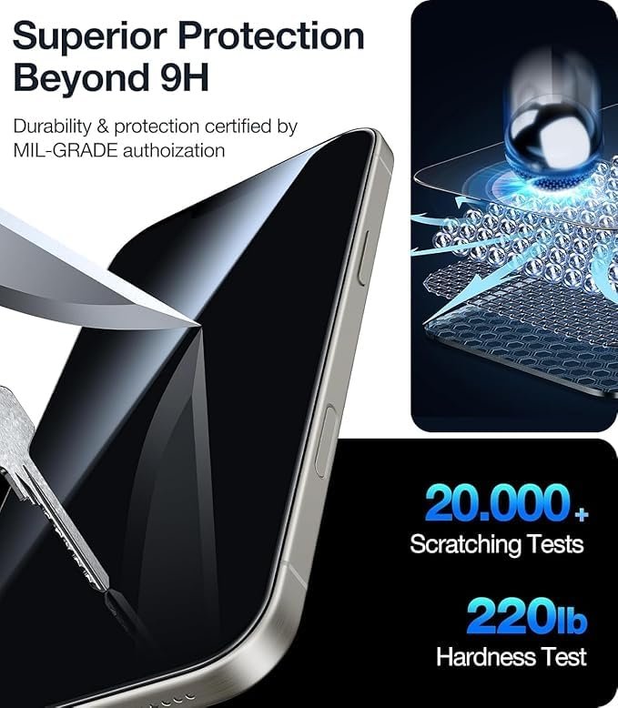 ARTECHSHIELD Military-Grade Gorilla Privacy Tempered Glass Compatible For iPhone 15 / iPhone 16 (Black) Edge To Edge Coverage and Easy Installation Kit with 1 month warranty