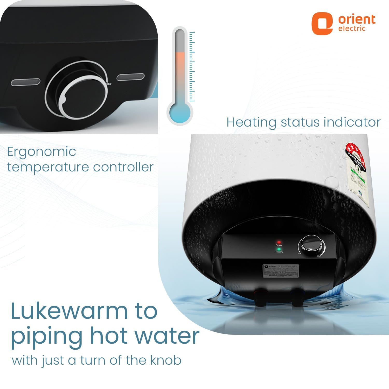 Orient Electric Enamour Classic Pro Geyser|25L Storage Water Heater| Faster Heating with Whirlflow Technology| HPE Coated Tank | BEE 5-star rated | High Rise Compatible |5 years tank warranty