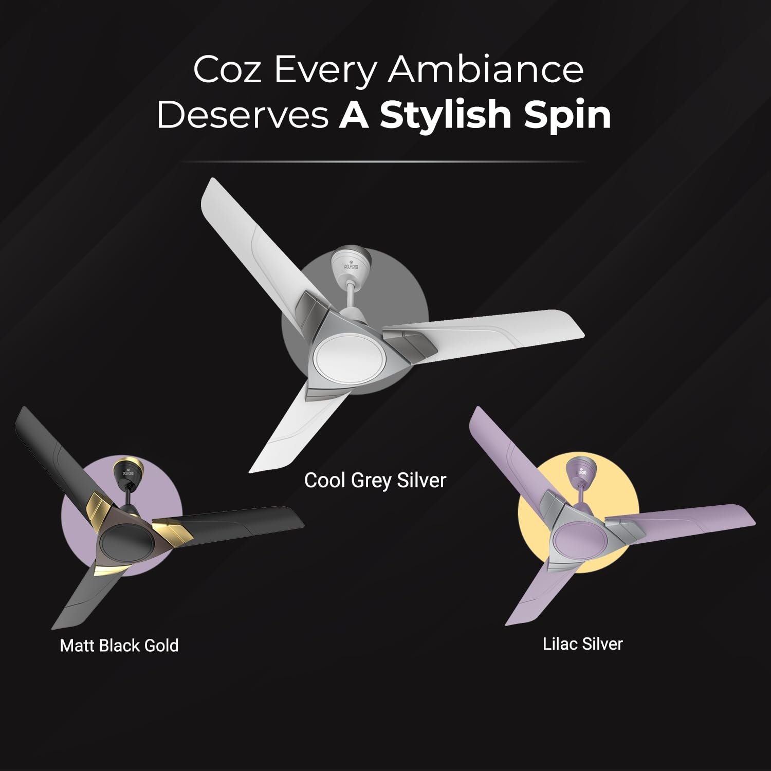 Polycab Aereo Plus Star Rated, 1200mm Ceiling Fan For Home | High Speed & Air Delivery | Saves Up To 33% Electricity, Rust-Proof Blades, 52 Watt | 3-yr Warranty【Pearl White Cloud Grey Silver】