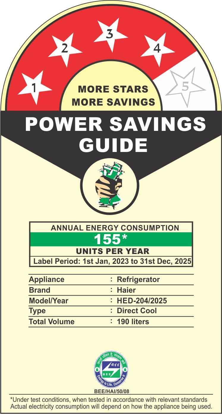 Haier 190L 4 Star Direct Cool Single Door Refrigerator | 3 Toughened Glass Shelves | Fast Ice Making in Just 60 minutes | Large Veg Box| Easy Clean Back (HED-204DS-P, Dazzle Steel)