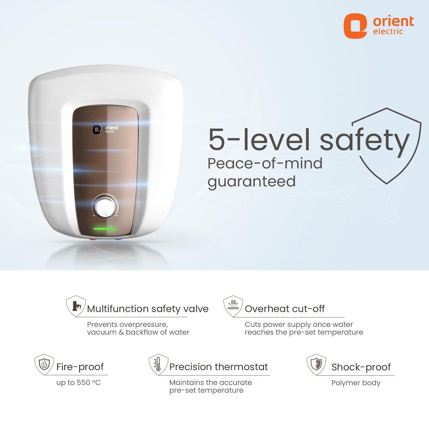 Orient Electric Aquator Edge Geyser|15L Storage Water Heater| Faster Heating with Whirlflow Technology| Ultra Diamond Glassline Tank | BEE 5-star rated | High Rise Compatible |5 years tank warranty