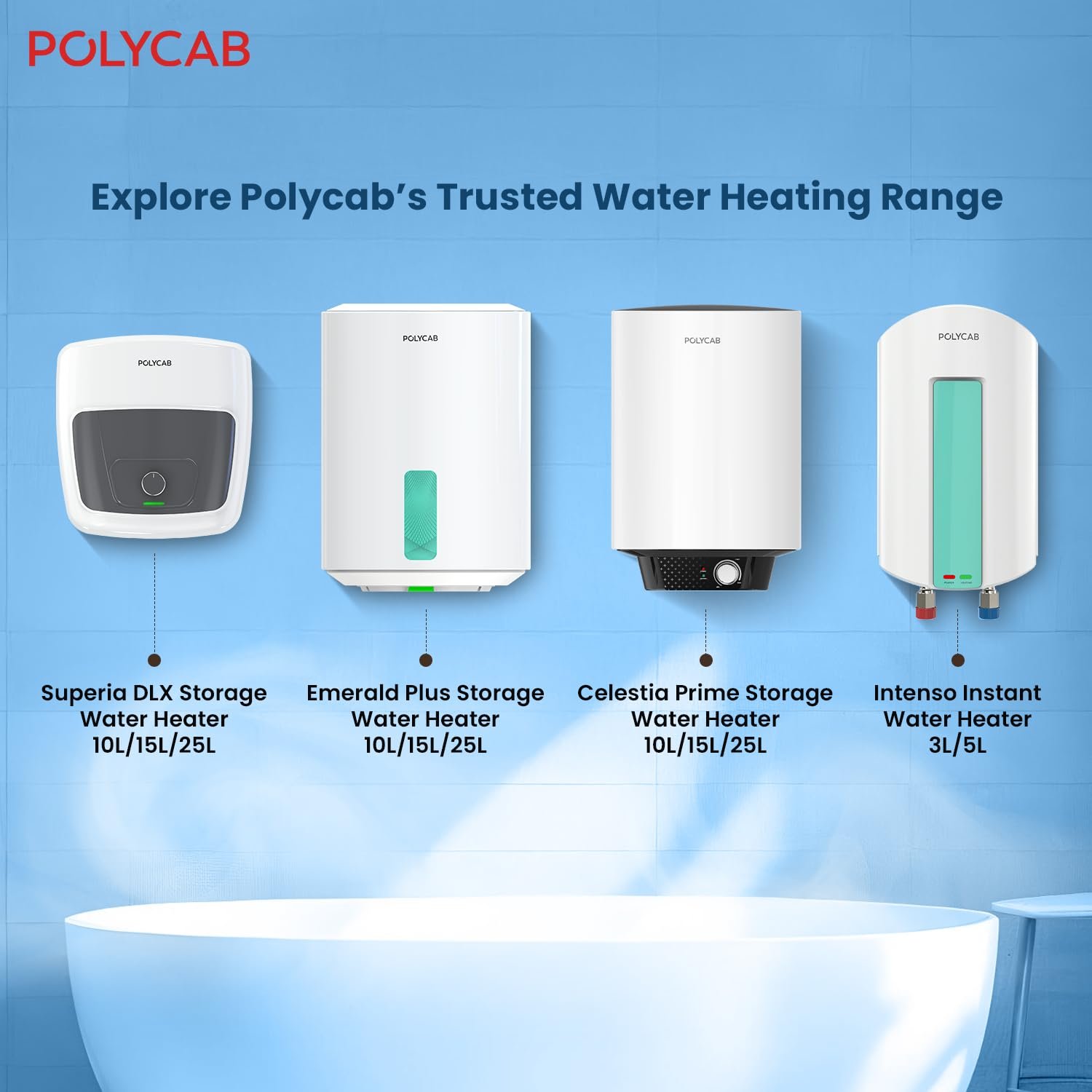 POLYCAB Celestia Prime 5-Star 10 Litre Water Heater (Geyser) | Free Connecting Pipe | 5-Year Tank Warranty by POLYCAB | Temperature Control Knob | Faster Heating, Shock Resistant【White】