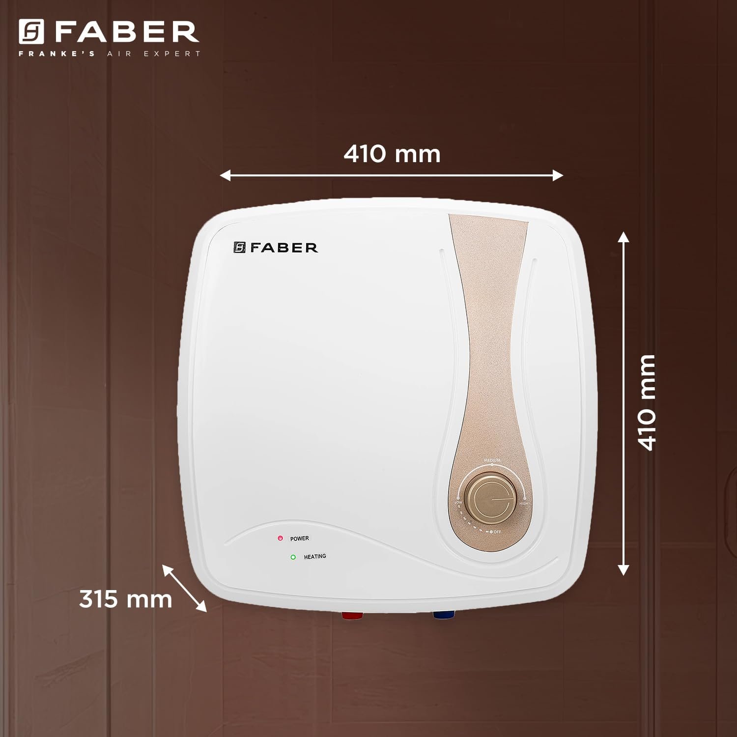 Faber Helios 15L Storage Water Heater | 5★ BEE | Auto Cutout | Warranty:5Y Tank,2Y Element & Product|8 Bar| Glassline Coating | Anti-Leak | PP Body | 2000W (15L)