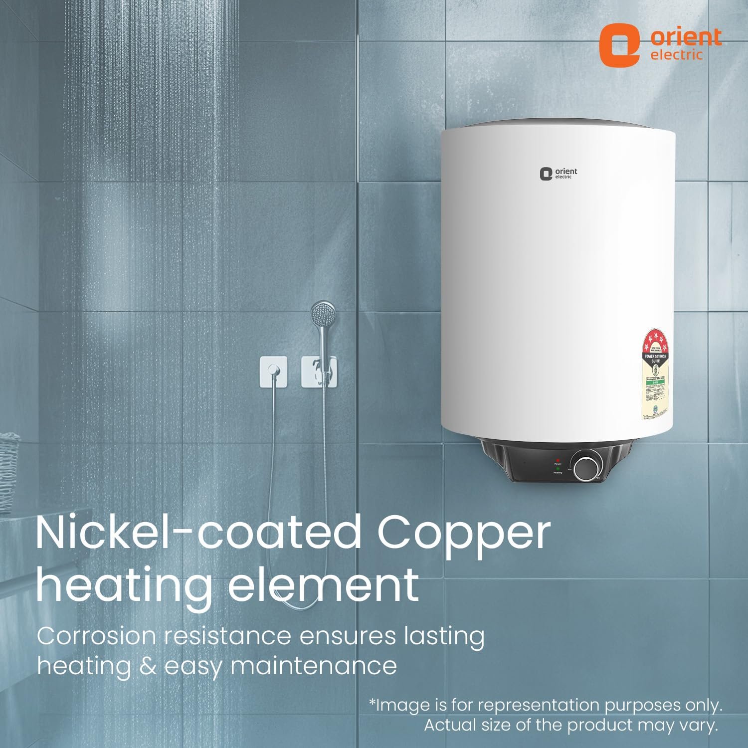 Orient Electric Enamour Classic Pro Geyser|25L Storage Water Heater| Faster Heating with Whirlflow Technology| HPE Coated Tank | BEE 5-star rated | High Rise Compatible |5 years tank warranty