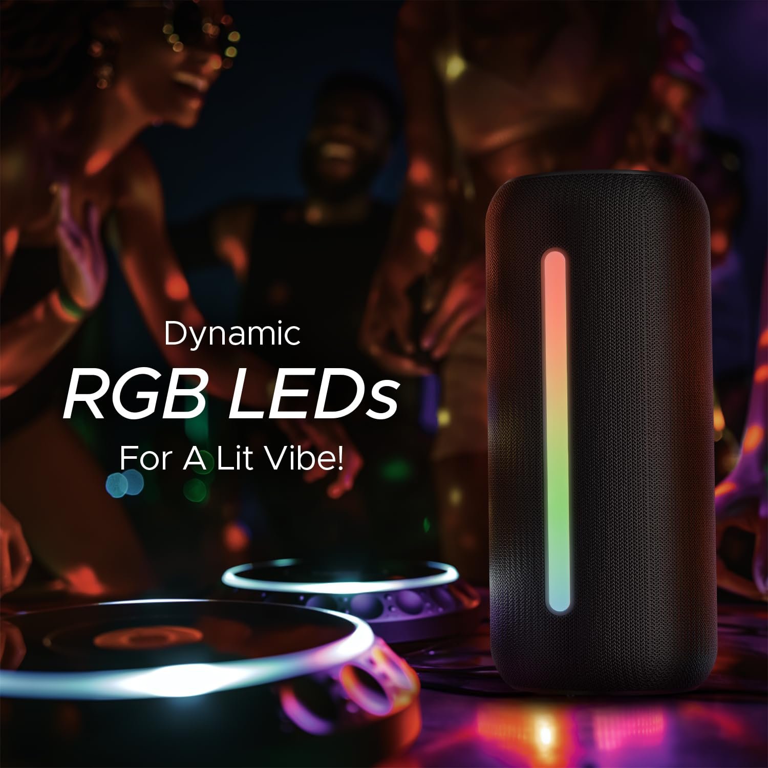 Boat Stone Spinx Pro Bluetooth Speaker with 20 W RMS Sound, Up to 8 hrs of Playtime, BTv5.0, Built-in Mic, RGB LEDs, TWS Feature, TF Card, AUX Port & USB Type-C Port(Midnight Black)