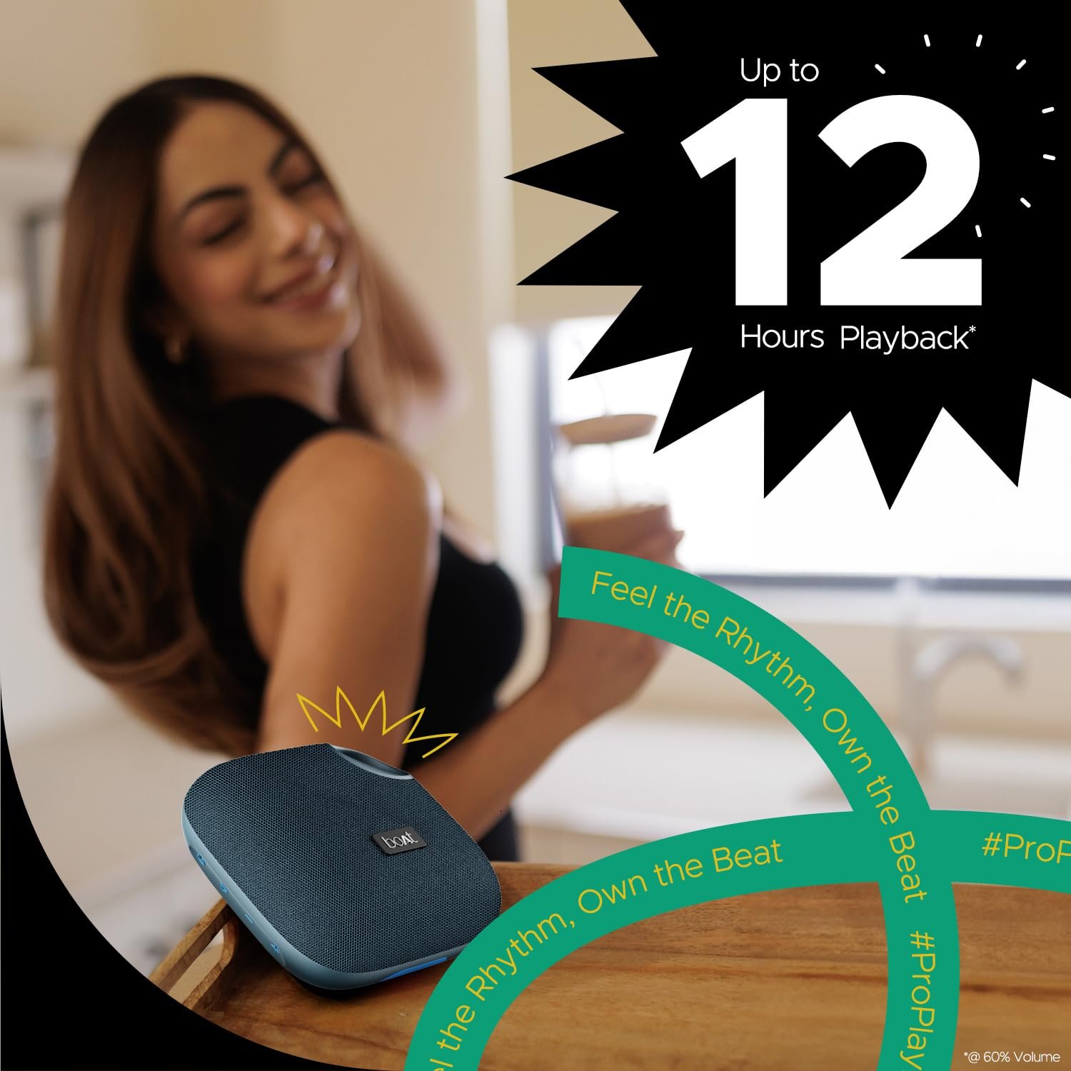 Boat Stone 193 Pro / Stone190 Pro with 5W Signature Sound, Up to 12hrs of Playtime, TWS Feature, Built-in Mic, Bluetooth v5.3, AUX Port, TF Card, IPX6 & Type-C Bluetooth Speaker (Tropical Blue)