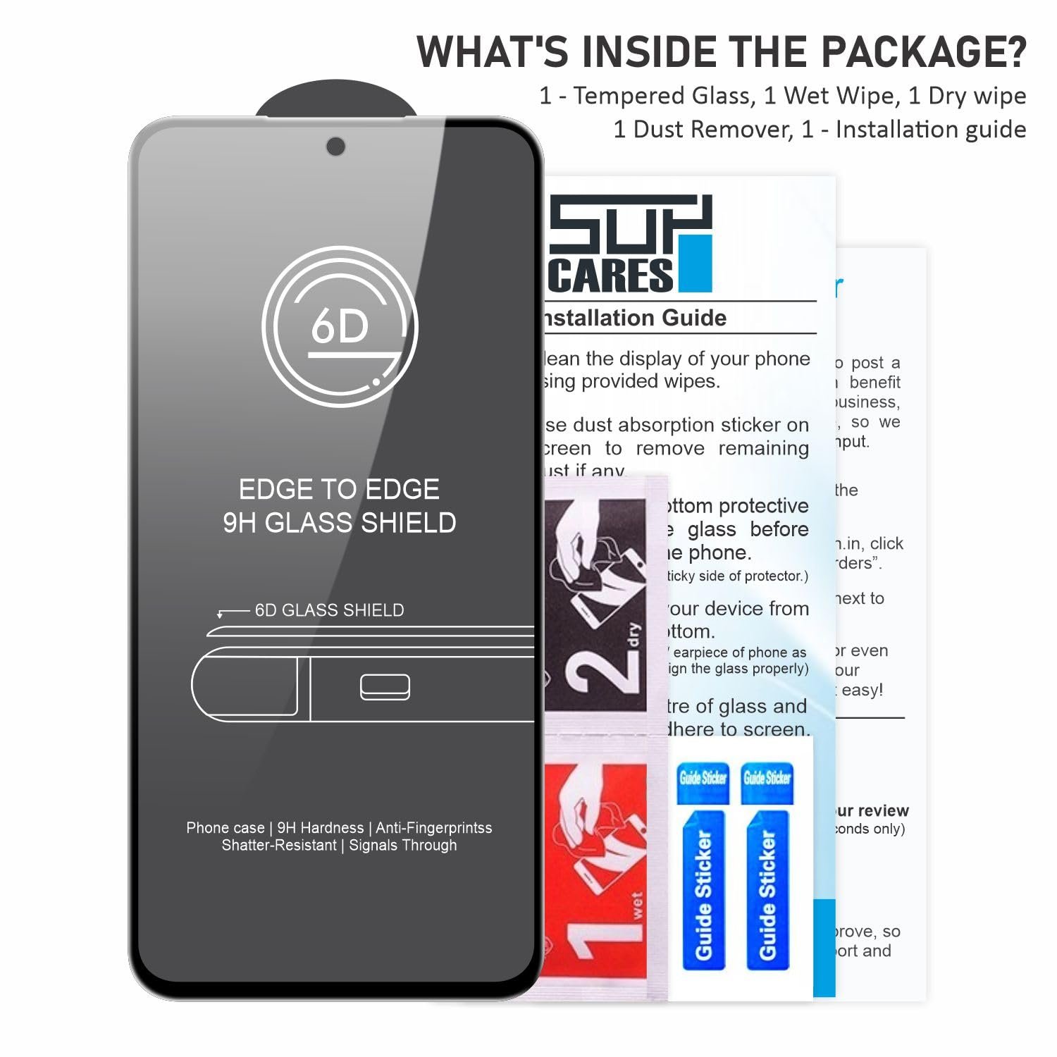 SupCares Tempered Glass for Samsung Galaxy A36 and Samsung Galaxy A56 (6.7 Inch) With Installation Kit | Military-Grade Gorilla Screen Protector | Edge to Edge Coverage | Black