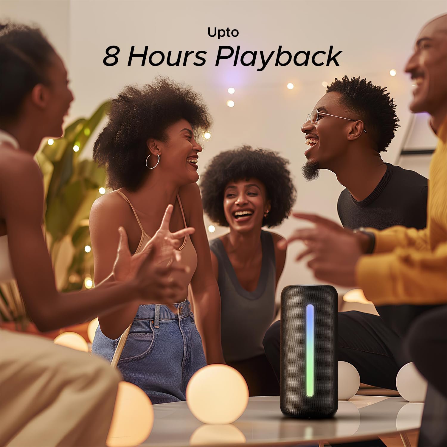 Boat Stone Spinx Pro Bluetooth Speaker with 20 W RMS Sound, Up to 8 hrs of Playtime, BTv5.0, Built-in Mic, RGB LEDs, TWS Feature, TF Card, AUX Port & USB Type-C Port(Midnight Black)