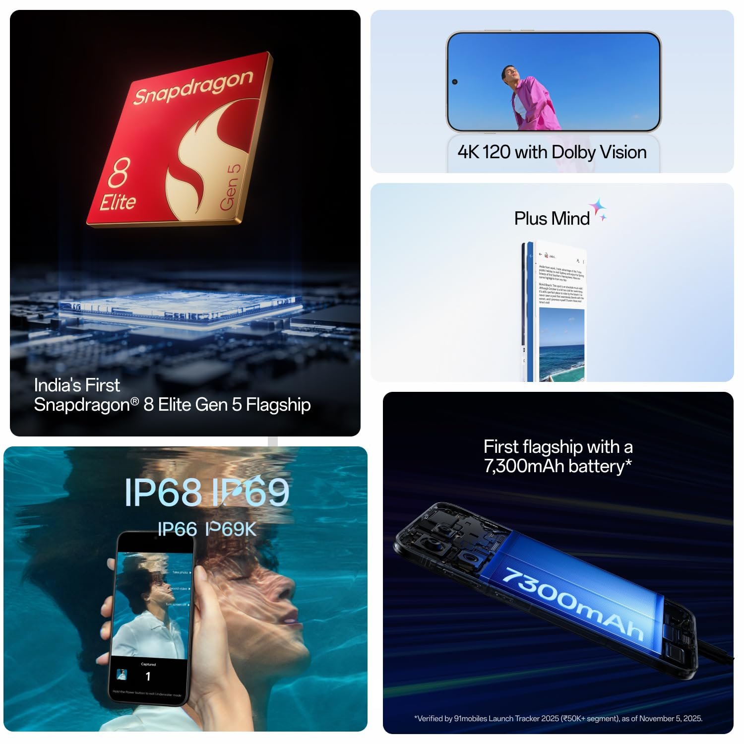 OnePlus 15 | 12GB+256GB | Ultra Violet | India's First Snapdragon® 8 Elite Gen 5 | 7300mAh Battery | Personalised AI | Game-Changing 165Hz Display | Triple 50MP Camera with 4K 120fps Dolby Vision