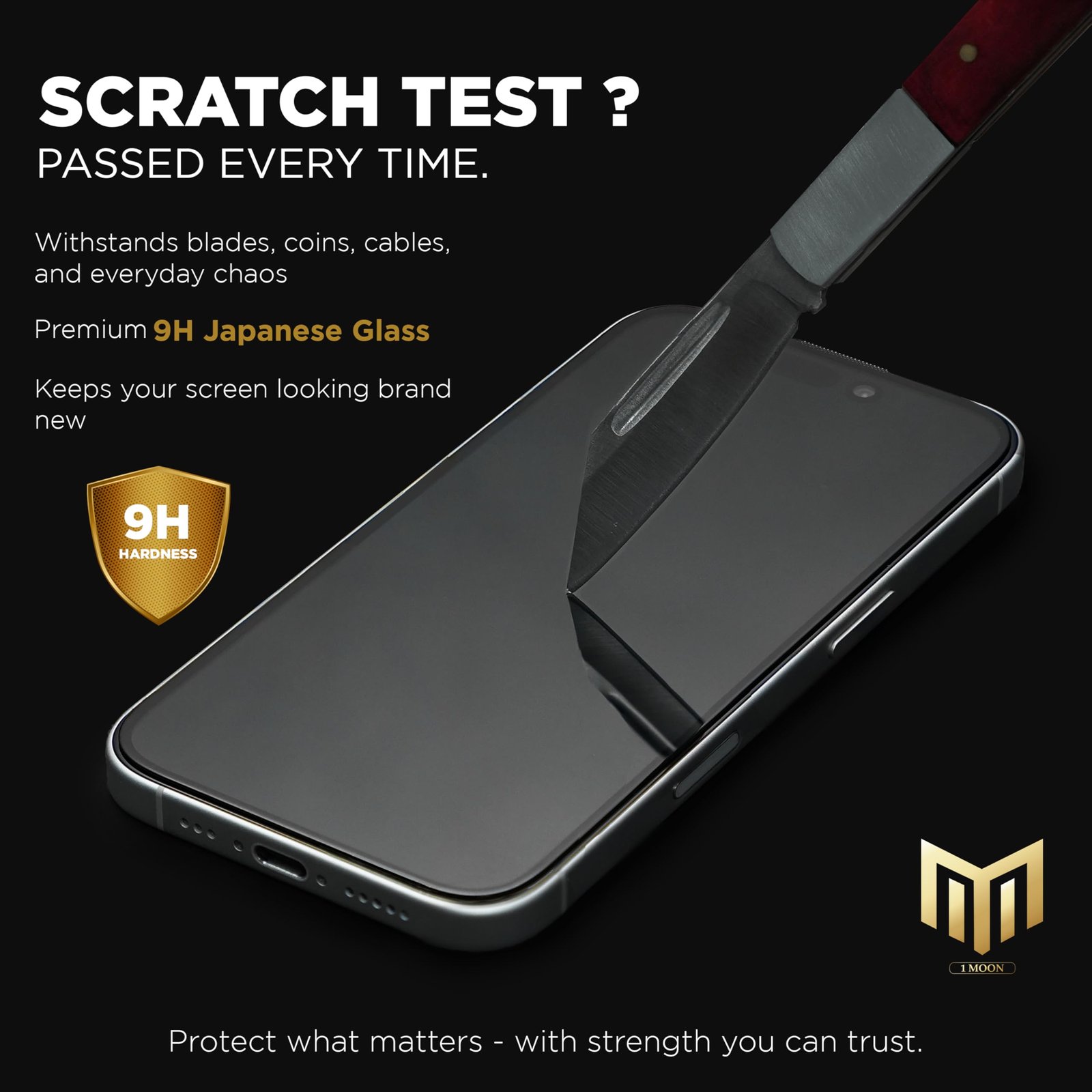 1Moon Tempered Glass for iPhone 17/16 Pro – DIY Easy Installation Frame, 9H Screen Protector with HD Clarity, Scratch Resistant, Oleophobic Coating, Dust Guard for Ear Speaker, Bubble-Free | 1 Pack