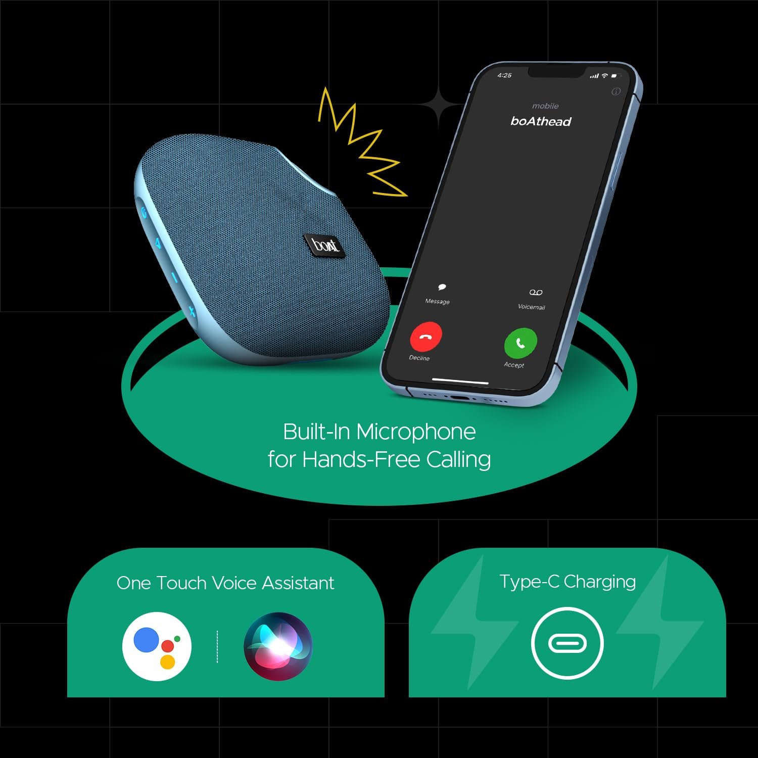 Boat Stone 193 Pro / Stone190 Pro with 5W Signature Sound, Up to 12hrs of Playtime, TWS Feature, Built-in Mic, Bluetooth v5.3, AUX Port, TF Card, IPX6 & Type-C Bluetooth Speaker (Tropical Blue)