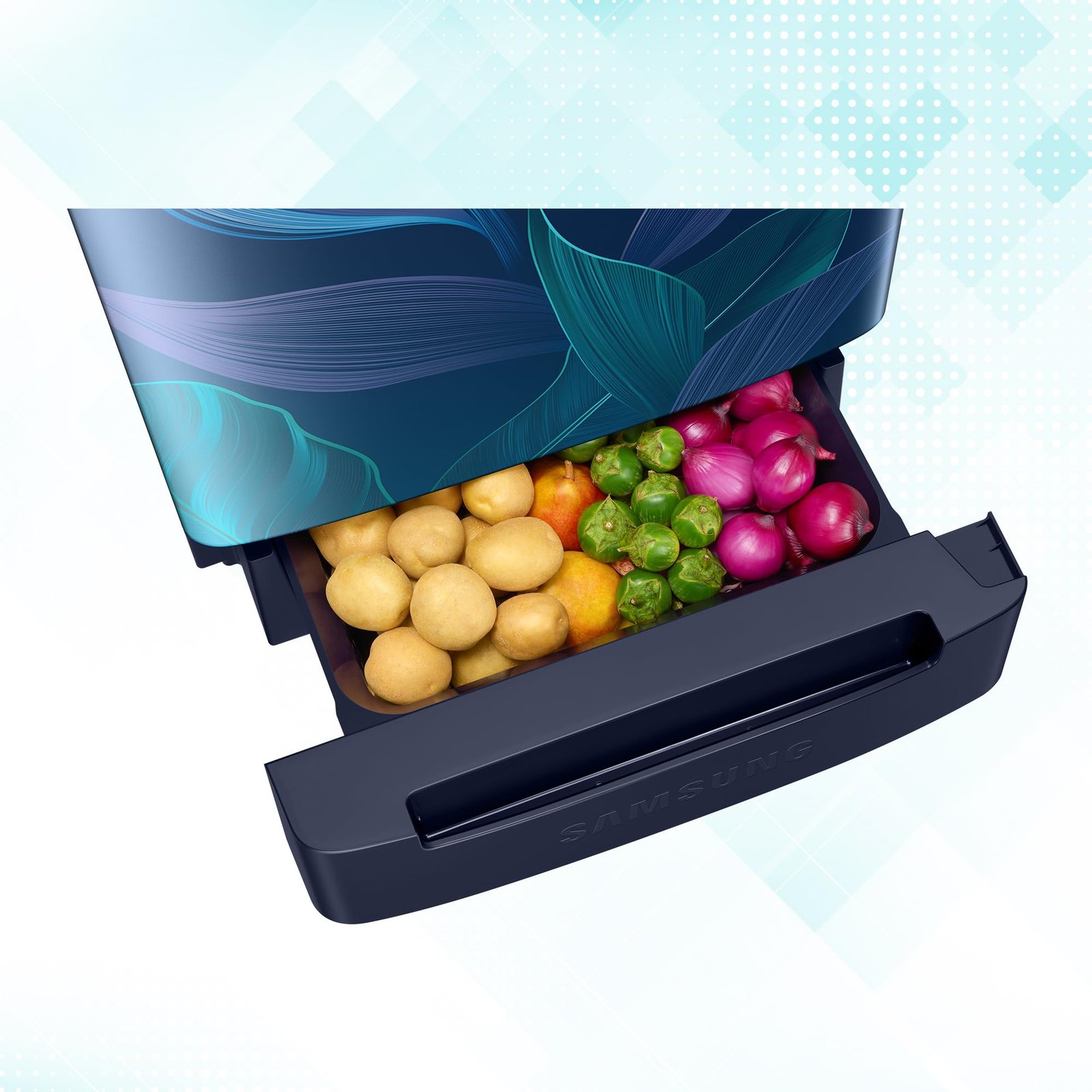 Samsung 189 L, 5 Star, Digital Inverter, Direct-Cool Single Door Refrigerator (RR21D2H259U/HL, Paradise Bloom Blue, Base Stand Drawer)