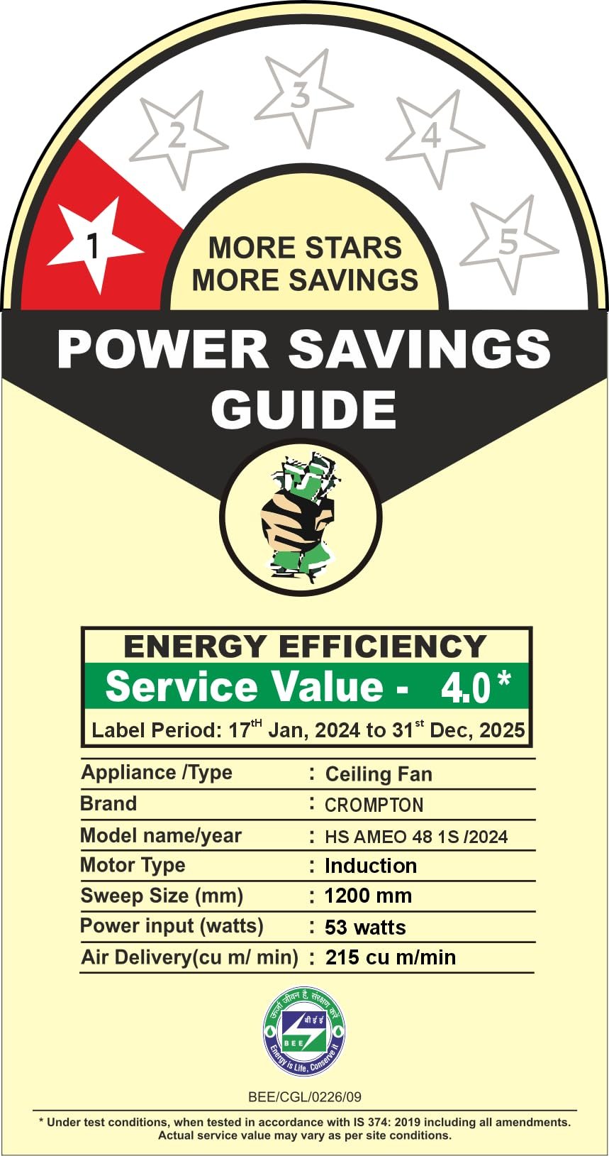 Crompton HIGHSPEED AMEO 1200mm (48 inch) Ceiling Fan (Brown Gold) Star rated energy efficient fan