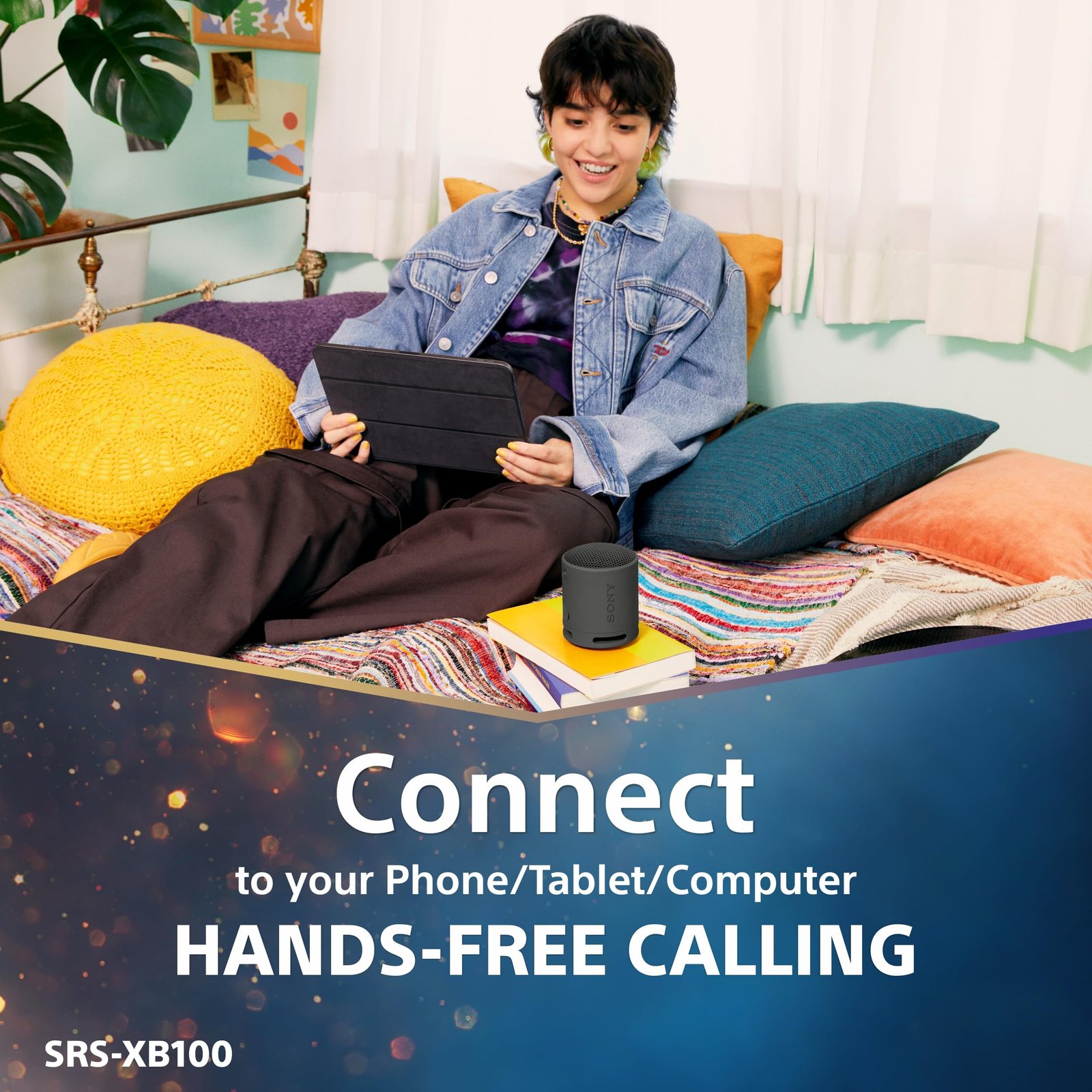 Sony SRS-XB100 Wireless Bluetooth Portable Lightweight Super-Compact Travel Speaker, Extra-Durable IP67 Waterproof & Dustproof, 16 Hrs Batt, Versatile Strap, Extra Bass & Hands-Free Calling-Gray