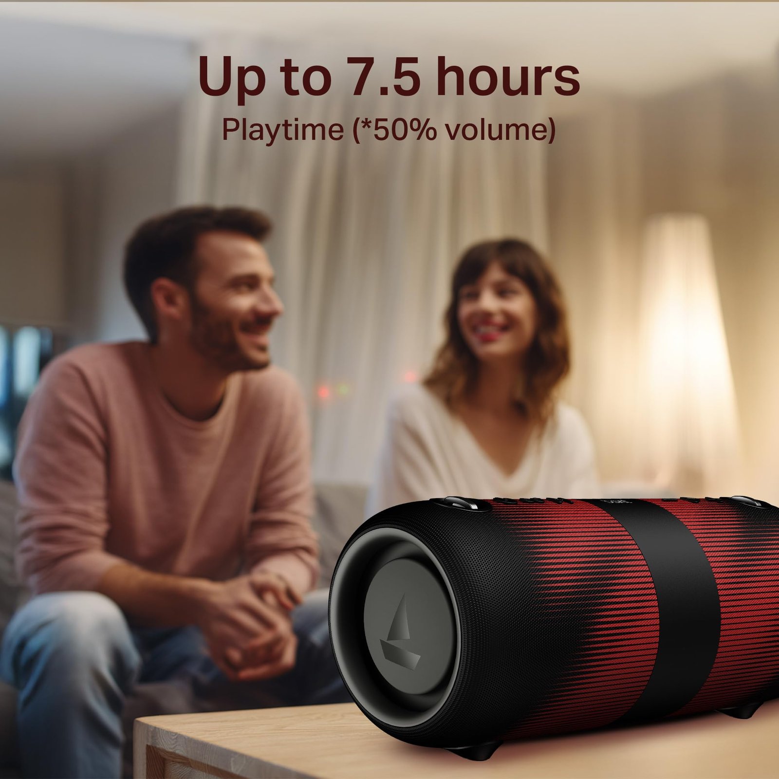 Boat 2025 Launch Stone 1200 Pro, 60W Boat Signature Sound, 76.2mm Drivers, TWS,7.5H Battery, Built-in Mic, Carry Strap,IPX6, Bluetooth Speaker, Wireless Speaker, Portable Speaker (Twilight Black)