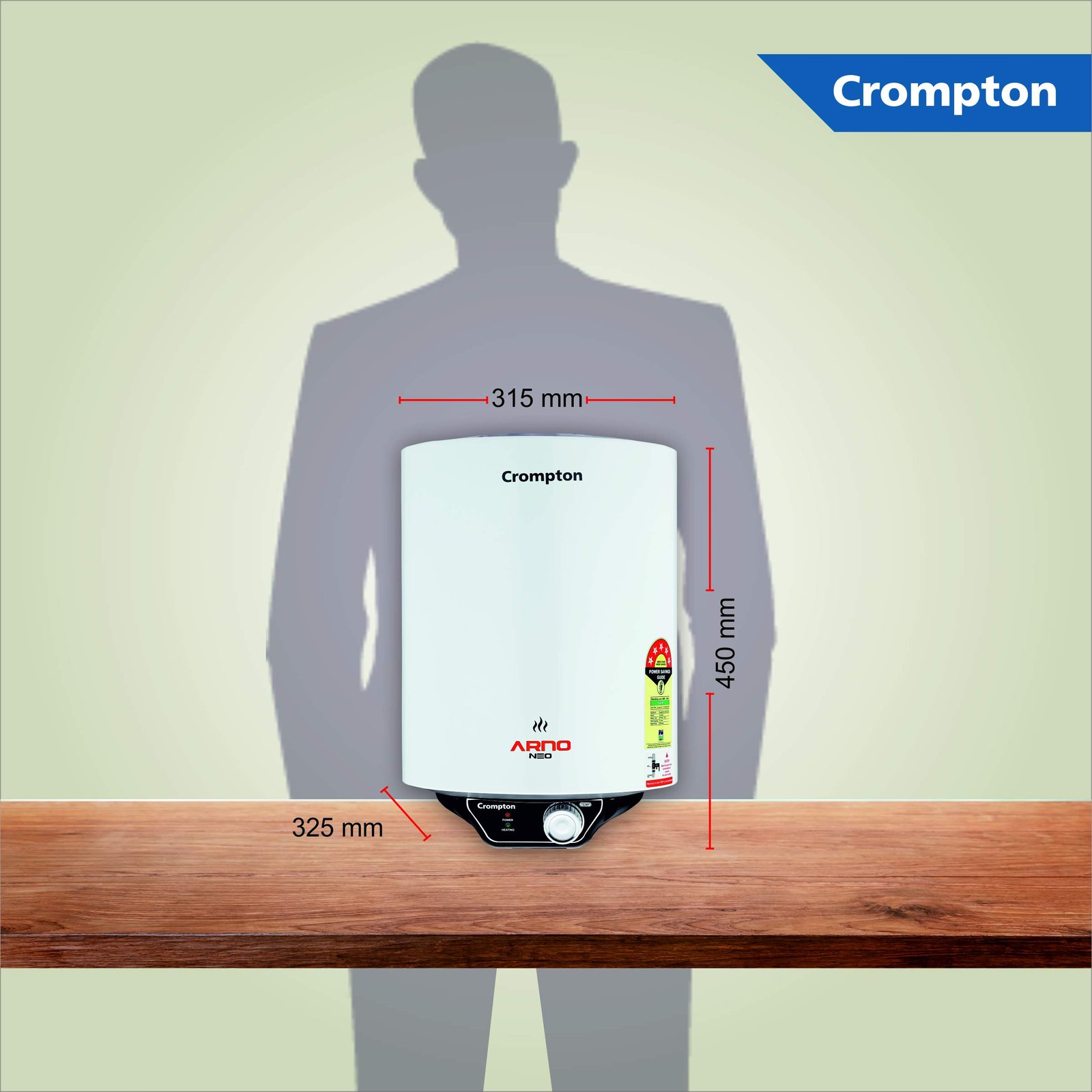 Crompton Arno Neo 10-L 5 Star Rated Storage Water Heater with Advanced 3 Level Safety National Energy Conservation Award Winner 2023