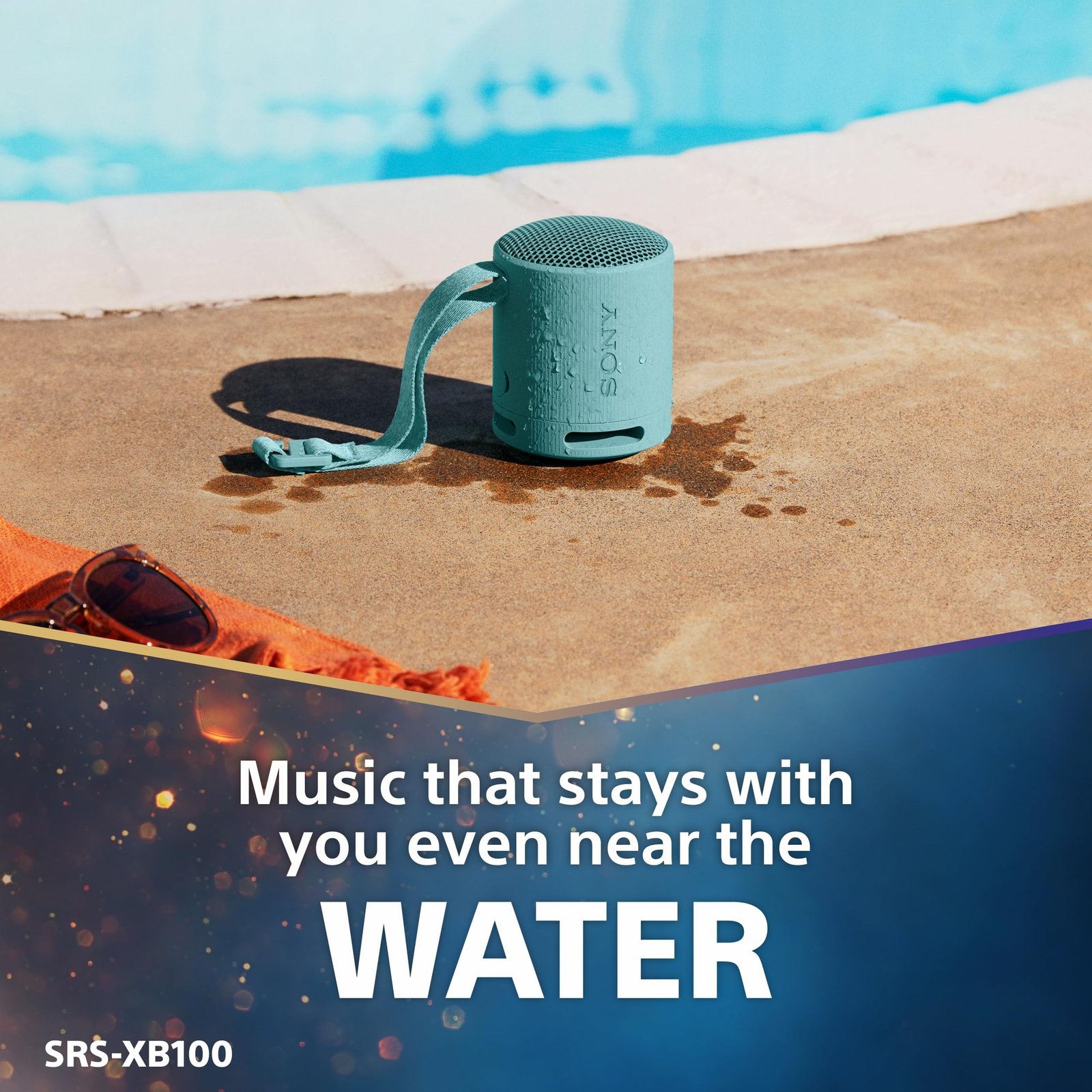 Sony SRS-XB100 Wireless Bluetooth Portable Lightweight Super-Compact Travel Speaker, Extra-Durable IP67 Waterproof & Dustproof, 16 Hrs Batt, Versatile Strap, Extra Bass & Hands-Free Calling-Gray