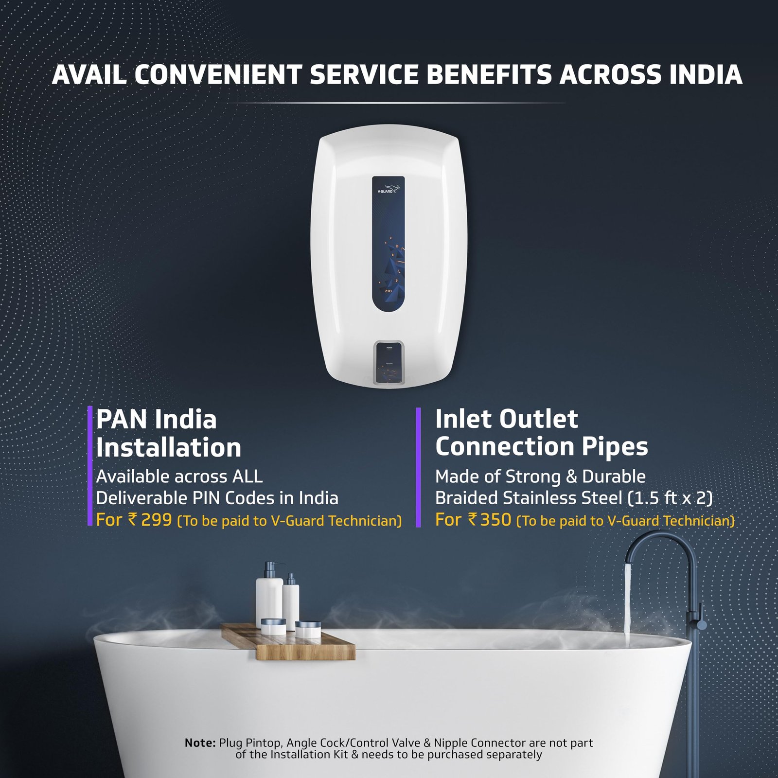 V-Guard Zio Geyser 5 Litre Instant Water Heater | Advanced Multi-Layered Safety | 3000 W Powerful Heating | Suitable For Kitchen & Bathroom | 5 Year Inner Tank Warranty by V-Guard | White-Blue